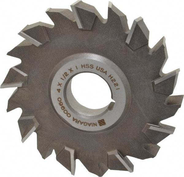 Keo - 4" Diam x 1/2" Width of Cut, 18 Teeth, High Speed Steel Side Milling Cutter - Staggered Teeth, Uncoated - Eagle Tool & Supply