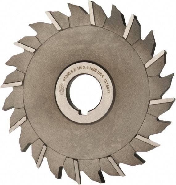 Keo - 5" Diam x 1/4" Width of Cut, 24 Teeth, High Speed Steel Side Milling Cutter - Staggered Teeth, Uncoated - Eagle Tool & Supply