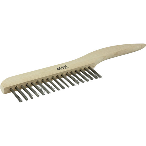 Hand Wire Scratch Brush, .012 Stainless Fill, Shoe Handle, 1 × 17 Rows - Eagle Tool & Supply