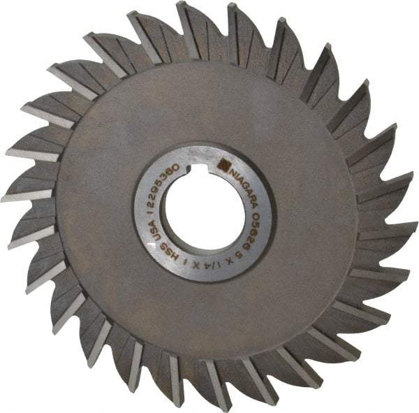 Keo - 5" Diam x 1/4" Width of Cut, 26 Teeth, High Speed Steel Side Milling Cutter - Straight Teeth, Uncoated - Eagle Tool & Supply