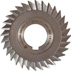 Keo - 3" Blade Diam x 5/32" Blade Thickness, 1" Hole, 32 Teeth, High Speed Steel Side Chip Saw - Straight Tooth, Arbor Connection, Right Hand Cut, Uncoated, with Keyway - Eagle Tool & Supply