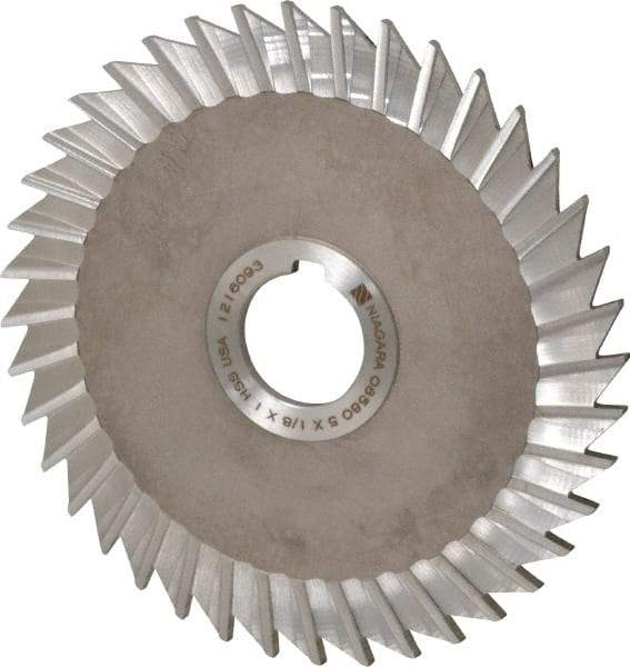 Keo - 5" Blade Diam x 1/8" Blade Thickness, 1" Hole, 40 Teeth, High Speed Steel Side Chip Saw - Straight Tooth, Arbor Connection, Right Hand Cut, Uncoated, with Keyway - Eagle Tool & Supply