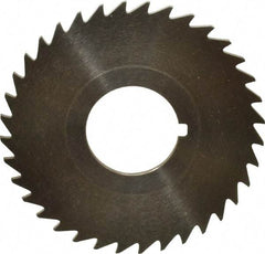 Keo - 2-1/2" Diam x 1/16" Blade Thickness x 7/8" Arbor Hole Diam, 36 Tooth Slitting and Slotting Saw - Arbor Connection, Right Hand, Uncoated, High Speed Steel, 10° Rake, Concave Ground - Eagle Tool & Supply