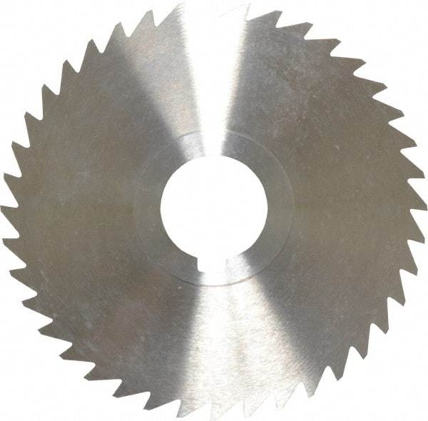 Keo - 4" Diam x 1/32" Blade Thickness x 1" Arbor Hole Diam, 40 Tooth Slitting and Slotting Saw - Arbor Connection, Right Hand, Uncoated, High Speed Steel, 10° Rake, Concave Ground - Eagle Tool & Supply