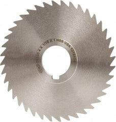 Keo - 4" Diam x 1/16" Blade Thickness x 1" Arbor Hole Diam, 40 Tooth Slitting and Slotting Saw - Arbor Connection, Right Hand, Uncoated, High Speed Steel, Concave Ground, Contains Keyway - Eagle Tool & Supply