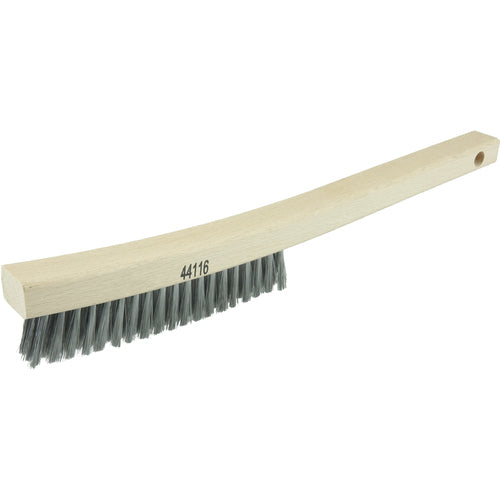 Plater's Brush, Steel Fill, 3 × 19 Rows, Curved Handle - Eagle Tool & Supply