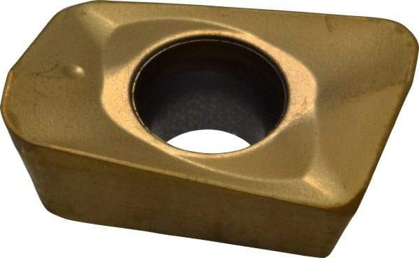 Seco - XOMX120416 M12 Grade F40M Carbide Milling Insert - TiAlN/TiN Finish, 0.157" Thick, 1/16" Corner Radius - Eagle Tool & Supply