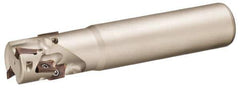 Sumitomo - 1-1/2" Cut Diam, 1-1/4" Shank Diam, 4.8" OAL, Indexable Square Shoulder End Mill - AXMT12, AXET12 Inserts, Cylindrical Shank, 90° Lead Angle, Series WaveMill - Eagle Tool & Supply
