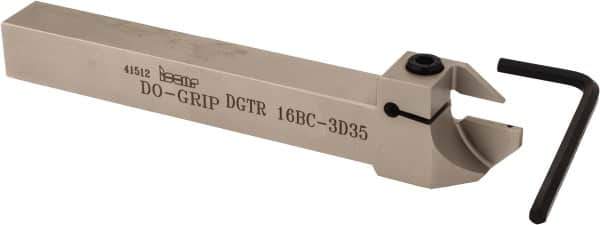 Iscar - External Thread, 0.6299" Max Depth of Cut, 3mm Min Groove Width, 140mm OAL, Right Hand Indexable Grooving Cutoff Toolholder - 16mm Shank Height x 16mm Shank Width, DG.C 3.. Insert Style, DGT Toolholder Style, Series Do-Grip - Eagle Tool & Supply
