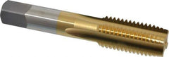 OSG - 7/8-9 UNC 3B 4 Flute TiN Finish High Speed Steel Straight Flute Standard Hand Tap - Plug, Right Hand Thread, 4-11/16" OAL, 2-7/32" Thread Length, H4 Limit, Oversize - Eagle Tool & Supply