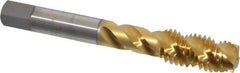 OSG - M12x1.75 Metric Coarse 3 Flute 6H Plug Spiral Flute Tap - High Speed Steel, TiN Finish, 3-3/8" OAL, Right Hand Flute, Right Hand Thread, D6, Series 143 - Eagle Tool & Supply