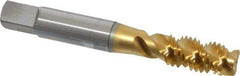 OSG - M10x1.50 Metric Coarse 3 Flute 6H Plug Spiral Flute Tap - High Speed Steel, TiN Finish, 2-15/16" OAL, Right Hand Flute, Right Hand Thread, D6, Series 143 - Eagle Tool & Supply