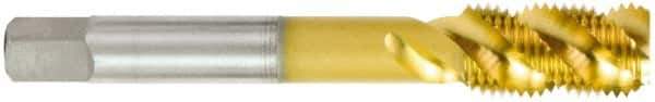 OSG - 3/4-16 UNF 4 Flute 3B Bottoming Spiral Flute Tap - High Speed Steel, TiN Finish, 4-1/4" OAL, Right Hand Flute, Right Hand Thread, H3, Series 107 - Eagle Tool & Supply