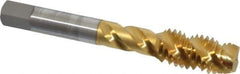 OSG - 1/2-13 UNC 3 Flute 3B Plug Spiral Flute Tap - High Speed Steel, TiN Finish, 3-3/8" OAL, Right Hand Flute, Right Hand Thread, H3, Series 107 - Eagle Tool & Supply