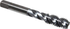 OSG - M12x1.75 Metric Coarse 3 Flute 6H Bottoming Spiral Flute Tap - High Speed Steel, TiCN Finish, 3-3/8" OAL, Right Hand Flute, Right Hand Thread, D6, Series 143 - Eagle Tool & Supply