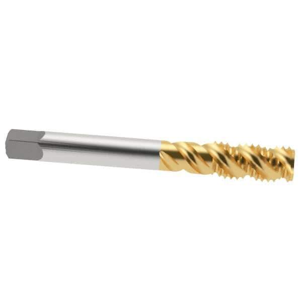 OSG - 1/2-13 UNC 3 Flute 3B Bottoming Spiral Flute Tap - High Speed Steel, TiN Finish, 3-3/8" OAL, Right Hand Flute, Right Hand Thread, H3, Series 107 - Eagle Tool & Supply