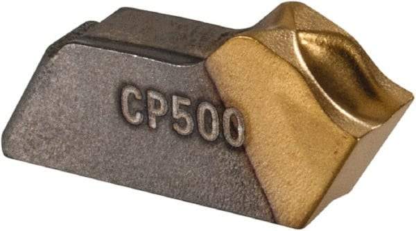 Seco - 150.1014 14 CP500 Grade, 0.122" Cutting Width, Carbide Cutoff Insert - 6° Neutral Lead Angle, 0.008" Cnr Rad, TiAlN/TiN Coated, Single End - Eagle Tool & Supply