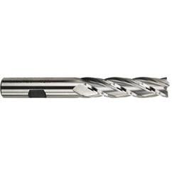 7/16 Dia. x 3-3/4 Overall Length 4-Flute Square End High Speed Steel SE End Mill-Round Shank-Center Cut-Uncoated - Eagle Tool & Supply