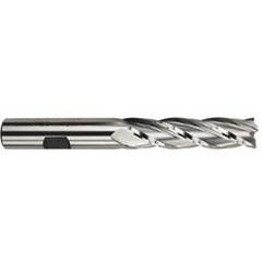 7/16 Dia. x 3-3/4 Overall Length 4-Flute Square End High Speed Steel SE End Mill-Round Shank-Center Cut-Uncoated - Eagle Tool & Supply