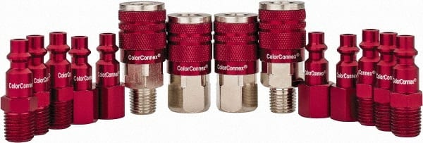 Legacy - 14 Piece 1/4" Body 1/4 NPT 300 psi Steel/Aluminum Industrial Pneumatic Coupling Plug Set - Eagle Tool & Supply