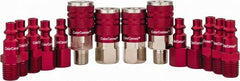 Legacy - 14 Piece 1/4" Body 1/4 NPT 300 psi Steel/Aluminum Industrial Pneumatic Coupling Plug Set - Eagle Tool & Supply