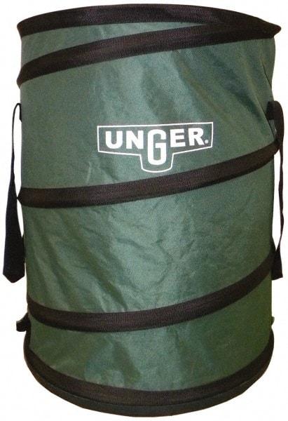 Unger - 40 Gal Green Round Trash Can - Canvas with Plastic Bottom, 27" High - Eagle Tool & Supply