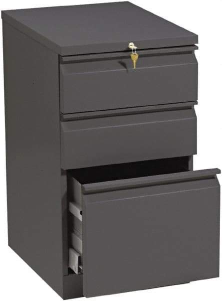 Hon - 15" Wide x 28" High x 19-7/8" Deep, 3 Drawer Pedestal - Steel, Charcoal - Eagle Tool & Supply