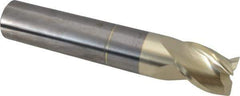 Accupro - 5/8", 3/4" LOC, 5/8" Shank Diam, 3-1/2" OAL, 3 Flute, Solid Carbide Square End Mill - Single End, ZrN Finish, Spiral Flute, 37° Helix, Centercutting, Right Hand Cut, Right Hand Flute - Eagle Tool & Supply