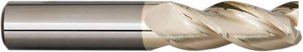 Accupro - 3/4", 3-1/4" LOC, 3/4" Shank Diam, 6" OAL, 3 Flute, Solid Carbide Square End Mill - Single End, ZrN Finish, Spiral Flute, 37° Helix, Centercutting, Right Hand Cut, Right Hand Flute - Eagle Tool & Supply