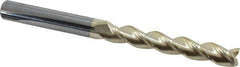 Accupro - 1/2", 3-1/4" LOC, 1/2" Shank Diam, 6" OAL, 3 Flute, Solid Carbide Square End Mill - Single End, ZrN Finish, Spiral Flute, 37° Helix, Centercutting, Right Hand Cut, Right Hand Flute - Eagle Tool & Supply