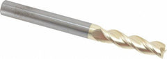 Accupro - 3/8", 1-1/2" LOC, 3/8" Shank Diam, 4" OAL, 3 Flute, Solid Carbide Square End Mill - Single End, ZrN Finish, Spiral Flute, 37° Helix, Centercutting, Right Hand Cut, Right Hand Flute - Eagle Tool & Supply