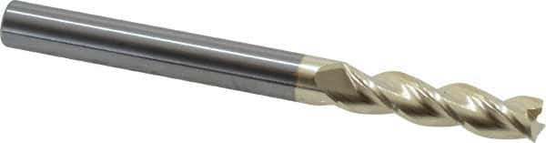 Accupro - 5/16", 1-1/4" LOC, 5/16" Shank Diam, 3-1/2" OAL, 3 Flute, Solid Carbide Square End Mill - Single End, ZrN Finish, Spiral Flute, 37° Helix, Centercutting, Right Hand Cut, Right Hand Flute - Eagle Tool & Supply