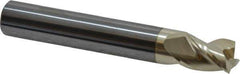 Accupro - 3/8", 1/2" LOC, 3/8" Shank Diam, 2-1/2" OAL, 3 Flute, Solid Carbide Square End Mill - Single End, ZrN Finish, Spiral Flute, 37° Helix, Centercutting, Right Hand Cut, Right Hand Flute - Eagle Tool & Supply