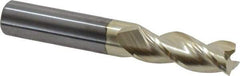 Accupro - 3/8", 1" LOC, 3/8" Shank Diam, 2-1/2" OAL, 3 Flute, Solid Carbide Square End Mill - Single End, ZrN Finish, Spiral Flute, 37° Helix, Centercutting, Right Hand Cut, Right Hand Flute - Eagle Tool & Supply