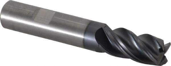 Kennametal - 4 Flute Solid Carbide Roughing & Finishing Corner Chamfer End Mill - AlTiN Finish, Weldon Shank, 38° Helix, Centercutting - Eagle Tool & Supply