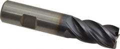 Kennametal - 4 Flute Solid Carbide Roughing & Finishing Corner Chamfer End Mill - AlTiN Finish, Weldon Shank, 38° Helix, Centercutting - Eagle Tool & Supply