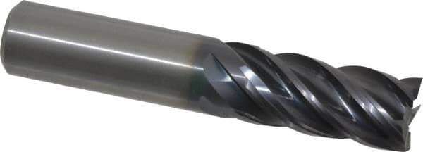 Kennametal - 3/4", 1-1/2" LOC, 3/4" Shank Diam, 4" OAL, 5 Flute, Solid Carbide Square End Mill - Single End, AlTiN Finish, Spiral Flute, 30° Helix, Right Hand Cut, Right Hand Flute, Series UCDE - Eagle Tool & Supply
