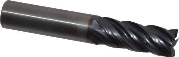 Kennametal - 1/2", 1-1/4" LOC, 1/2" Shank Diam, 3" OAL, 5 Flute, Solid Carbide Square End Mill - Single End, AlTiN Finish, Spiral Flute, 30° Helix, Right Hand Cut, Right Hand Flute, Series UCDE - Eagle Tool & Supply