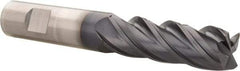Kennametal - 3/4", 2-1/4" LOC, 3/4" Shank Diam, 5" OAL, 4 Flute, Solid Carbide Square End Mill - Single End, AlTiN Finish, Spiral Flute, 38° Helix, Centercutting, Right Hand Cut, Right Hand Flute, Series HPHV - Eagle Tool & Supply