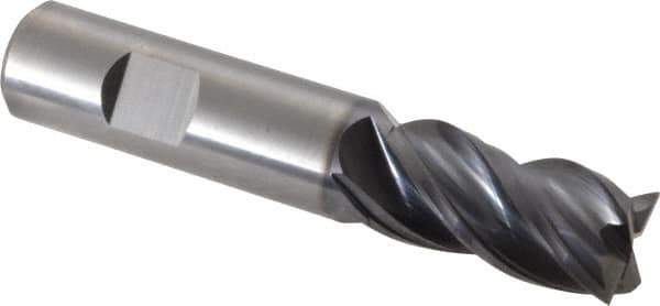 Kennametal - 3/4", 1-1/2" LOC, 3/4" Shank Diam, 4" OAL, 4 Flute, Solid Carbide Square End Mill - Single End, AlTiN Finish, Spiral Flute, 38° Helix, Centercutting, Right Hand Cut, Right Hand Flute, Series HPHV - Eagle Tool & Supply