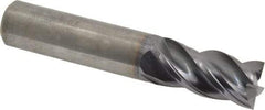 Kennametal - 5/8", 1-1/4" LOC, 5/8" Shank Diam, 3-1/2" OAL, 4 Flute, Solid Carbide Square End Mill - Single End, AlTiN Finish, Spiral Flute, 38° Helix, Centercutting, Right Hand Cut, Right Hand Flute, Series HPHV - Eagle Tool & Supply