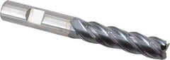 Kennametal - 1/2", 2" LOC, 1/2" Shank Diam, 4" OAL, 4 Flute, Solid Carbide Square End Mill - Single End, AlTiN Finish, Spiral Flute, 38° Helix, Centercutting, Right Hand Cut, Right Hand Flute, Series HPHV - Eagle Tool & Supply