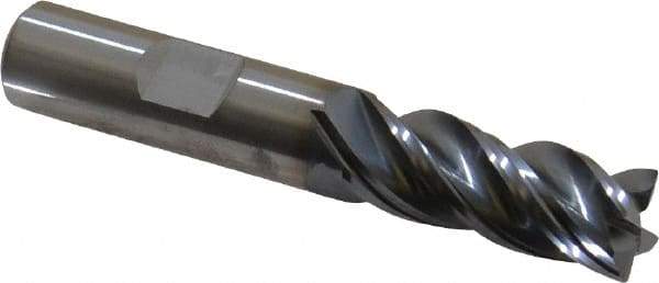 Kennametal - 1/2", 1-1/4" LOC, 1/2" Shank Diam, 3" OAL, 4 Flute, Solid Carbide Square End Mill - Single End, AlTiN Finish, Spiral Flute, 38° Helix, Centercutting, Right Hand Cut, Right Hand Flute, Series HPHV - Eagle Tool & Supply