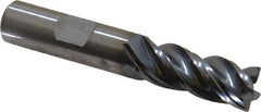 Kennametal - 1/2", 1-1/4" LOC, 1/2" Shank Diam, 3" OAL, 4 Flute, Solid Carbide Square End Mill - Single End, AlTiN Finish, Spiral Flute, 38° Helix, Centercutting, Right Hand Cut, Right Hand Flute, Series HPHV - Eagle Tool & Supply