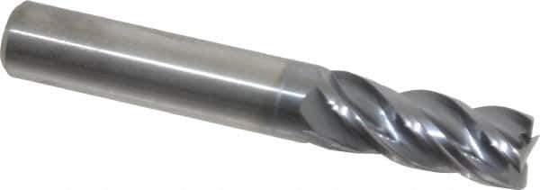 Kennametal - 3/8", 7/8" LOC, 3/8" Shank Diam, 2-1/2" OAL, 4 Flute, Solid Carbide Square End Mill - Single End, AlTiN Finish, Spiral Flute, 38° Helix, Centercutting, Right Hand Cut, Right Hand Flute, Series HPHV - Eagle Tool & Supply