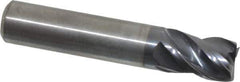 Kennametal - 3/8", 1/2" LOC, 3/8" Shank Diam, 2" OAL, 4 Flute, Solid Carbide Square End Mill - Single End, AlTiN Finish, Spiral Flute, 38° Helix, Centercutting, Right Hand Cut, Right Hand Flute, Series HPHV - Eagle Tool & Supply