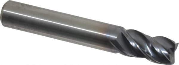 Kennametal - 5/16", 1/2" LOC, 5/16" Shank Diam, 2" OAL, 4 Flute, Solid Carbide Square End Mill - Single End, AlTiN Finish, Spiral Flute, 38° Helix, Centercutting, Right Hand Cut, Right Hand Flute, Series HPHV - Eagle Tool & Supply