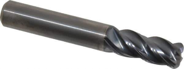 Kennametal - 3/8", 4 Flute, Solid Carbide, 0.09" Corner Radius End Mill - 2-1/2" OAL, 7/8" LOC - Eagle Tool & Supply