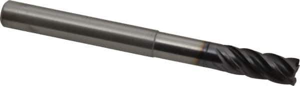Kennametal - 3/8", 5 Flute, Solid Carbide, 0.015" Corner Radius End Mill - 4" OAL, 7/8" LOC, 1-7/8" Extended Reach - Eagle Tool & Supply