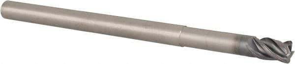 Kennametal - 1/4", 4 Flute, Solid Carbide, 0.03" Corner Radius End Mill - 4" OAL, 3/8" LOC, 1-1/4" Extended Reach - Eagle Tool & Supply